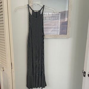 Size Medium Pinc Charcoal Gray and White Striped Dress